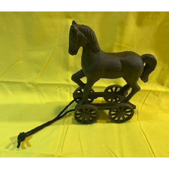 Cast Iron Horse Pull Toy on Wheels 0170-13603 - Picture 6 of 10